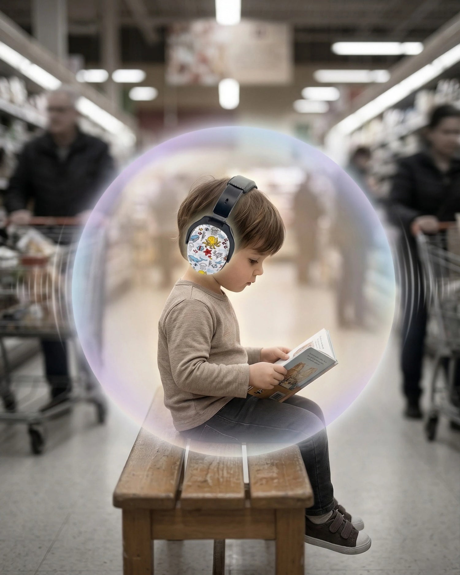 Kids with noise cancelling headphones