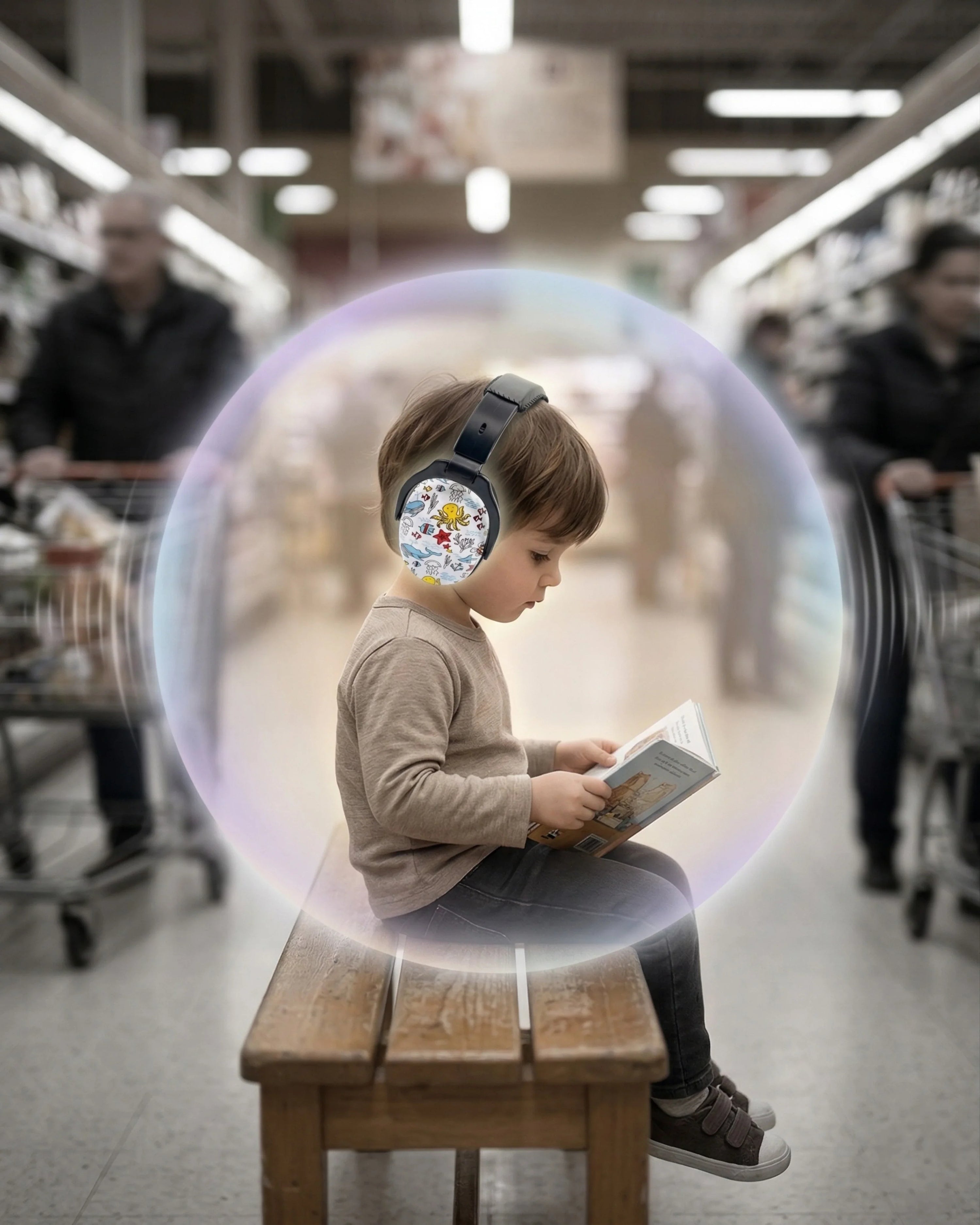 Kids with noise cancelling headphones