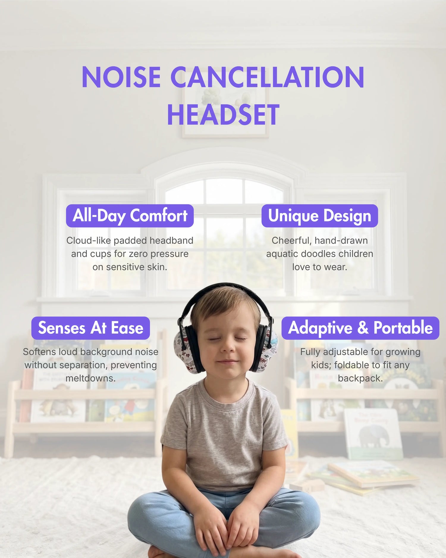 Ultra-Soft Kids Noise Cancelling Headphones